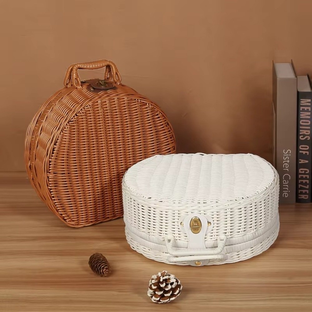 Woven Basket Set - Keranjang Penyimpanan Bulat Kreatif Kotak Kemasan