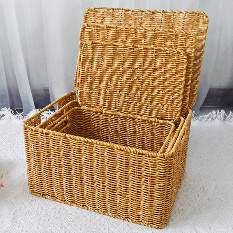 Kotak penyimpanan anyaman rota - Woven Basket Set ulasan dan harga